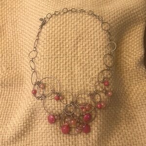 Vintage brass and pink beaded necklace